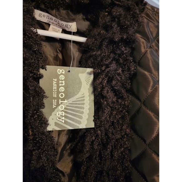 NWT VINTAGE Geneology Fashion DNA M Faux Fur PUFFER Vest BLACK NEW MEDIUM Y2K - Picture 2 of 6